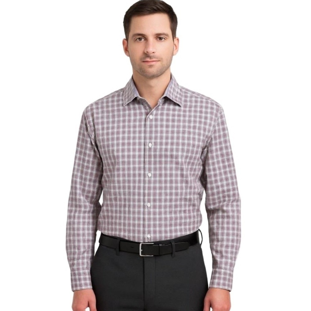 Perry Ellis Shirt Mens‎ 17 34/35 Portfolio Slim Fit Plaid LS Dress Wrinkle-Free